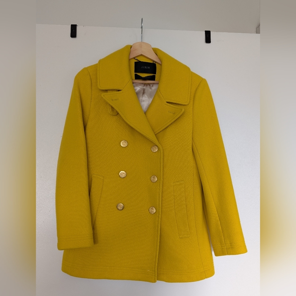 J. Crew Stadium Cloth by Nello Gori Yellow Wool Coat, 4P